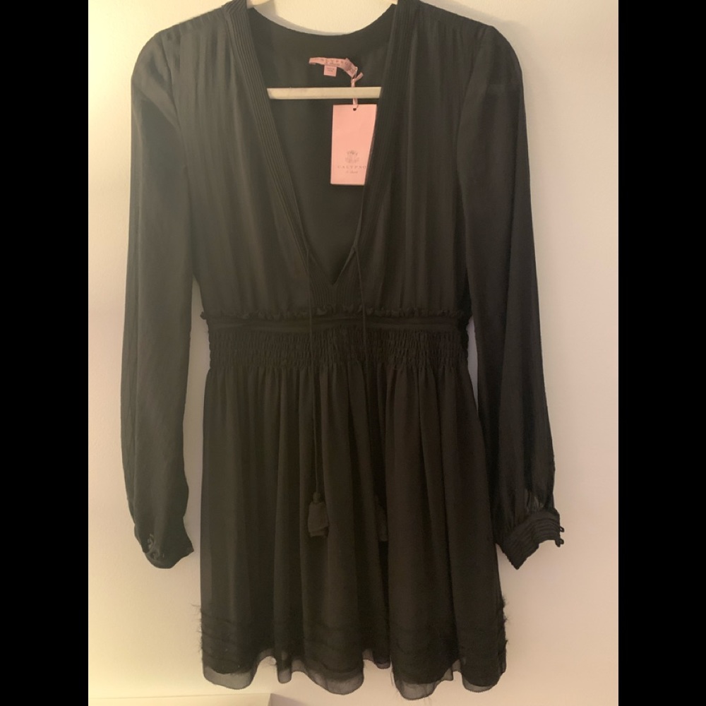 Calypso St Barth. XS. Black Long Sleeve Dress.